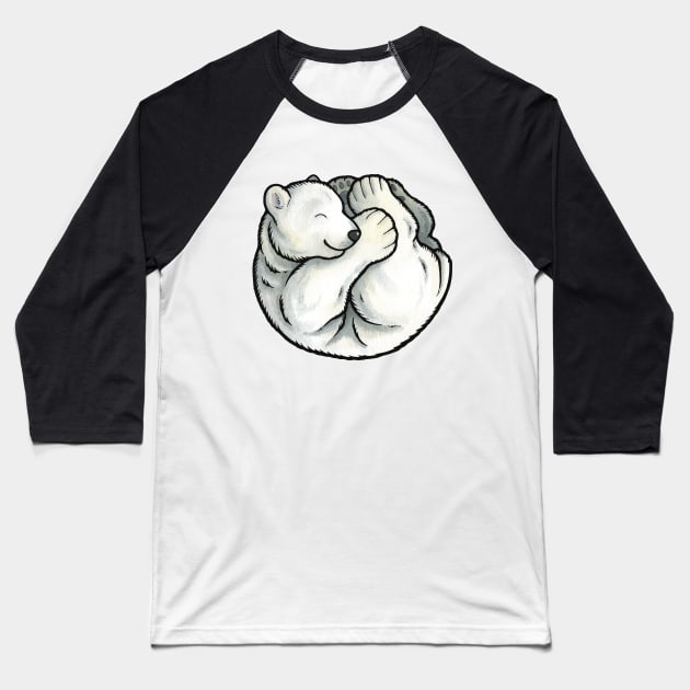 Sleeping polar bear cub Baseball T-Shirt by animalartbyjess